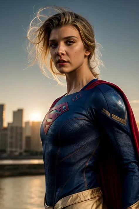 movie still, Supergirl suit, standing, cape, face closeup, sunset, city skyline, sharp focus, cinematic shot, (high detailed skin:1.1)
<lora:0more_details:1> <lora:natalie_dormer_lora_v01:1> natdormer