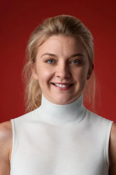 1girl, solo, portrait, ((white sleeveless turtleneck)), grin, teeth, looking at viewer, (red background), soft lighting, masterpiece, best quality, ultra-detailed, ultra high res, (photorealistic:1.4), raw photo, (realistic:0.2), 8k HDR, f1.4, 40mm, photorealistic, raw, 8k, textured skin, skin pores, intricate details
<lora:skin_texture_v2:0.5> <lora:epiCRealismHelper:0.8> <lora:nd82_uk_lora_v04:1> nd82, blonde hair