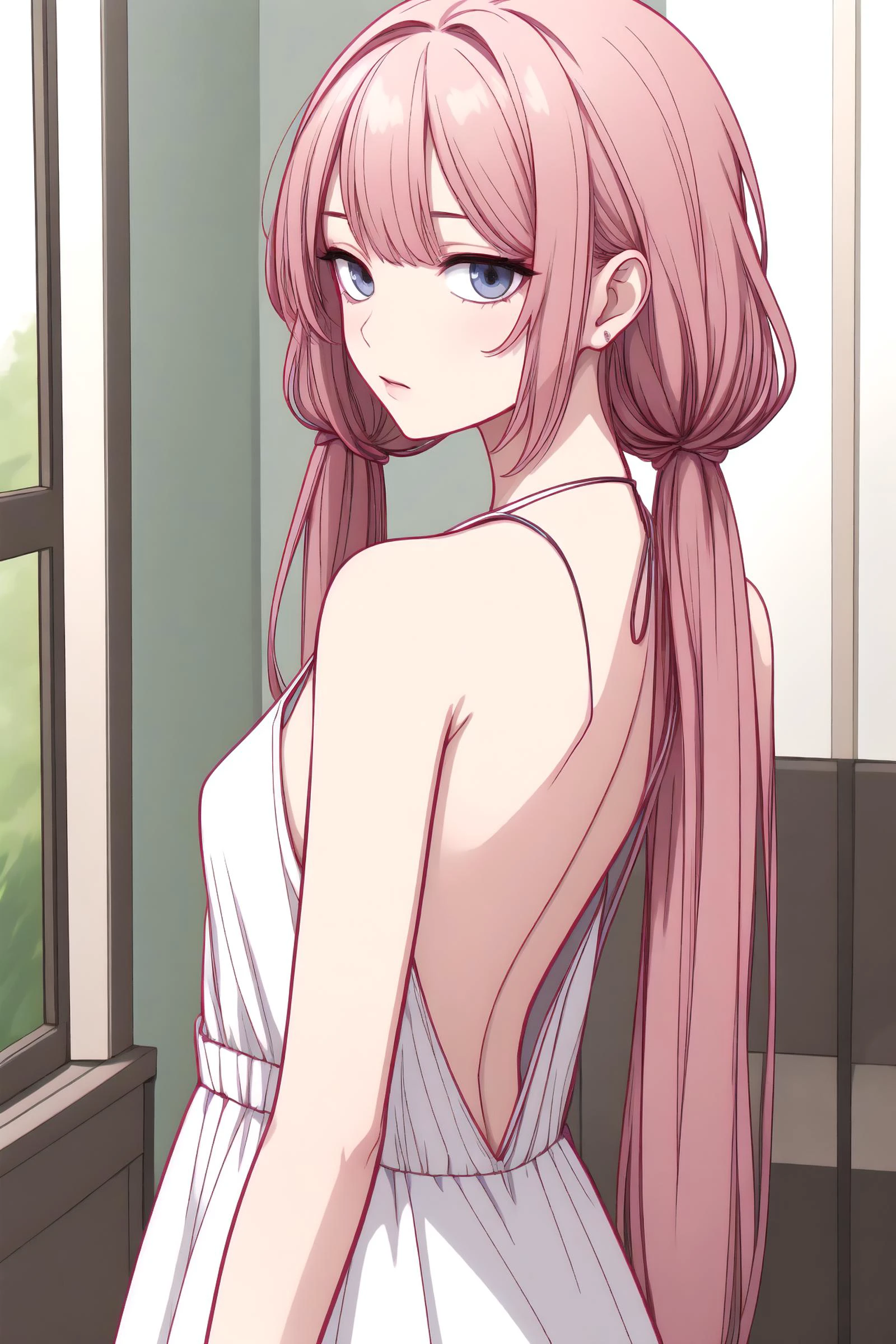 (best quality, masterpiece, highres),1girl,solo,dynamic_angle,
low twintails,summer tank top,backless_dress,looking to the side,sony fe 100mm,
<lora:hyperdetailer_v095:0.3> <lora:color stroke_v1.03:1>pink stroke,