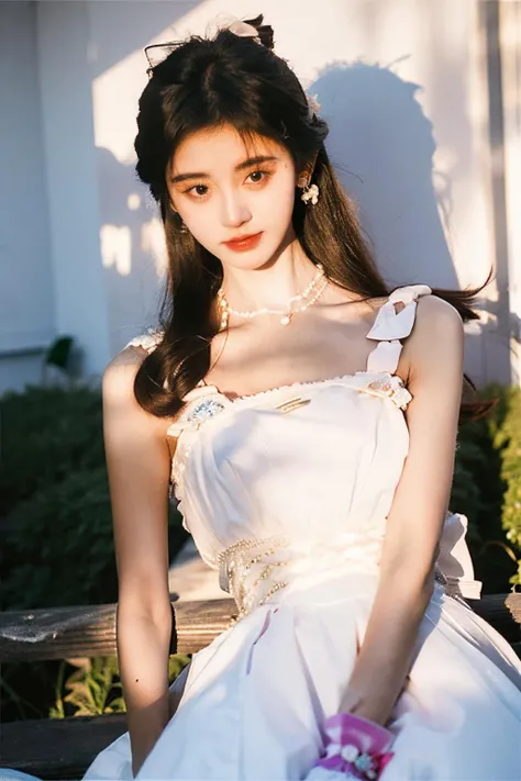 <lora:jjyi_V2>,jjyi,1girl,fair_skin,
professional photography photos,melancholy tone,dynamic pose,earrings,necklace,<lora:FilmVelvia3:0.4>,looking_at_viewer,light and shadow,drill hair,long hair,ju jingyi,<lora:sweetLolita_v10:0.7>,