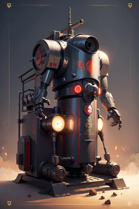 Adeptus Mechanicus coffee machine, in the style of W4RH4M