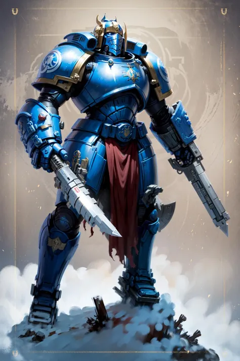 Ultramarines Knight, in the style of W4RH4M