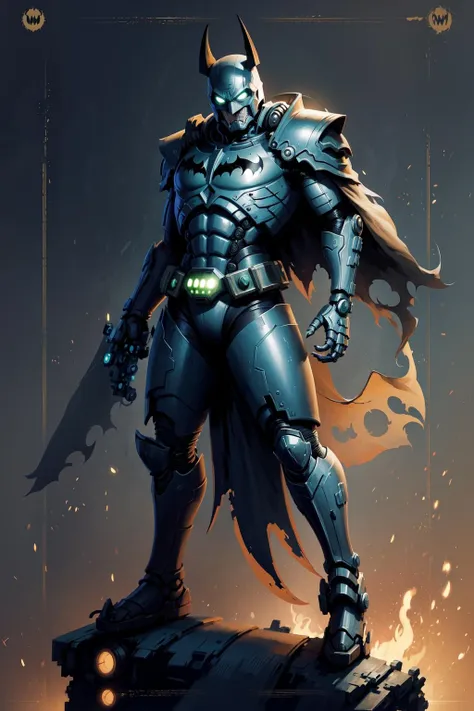 Necron Batman, in the style of W4RH4M