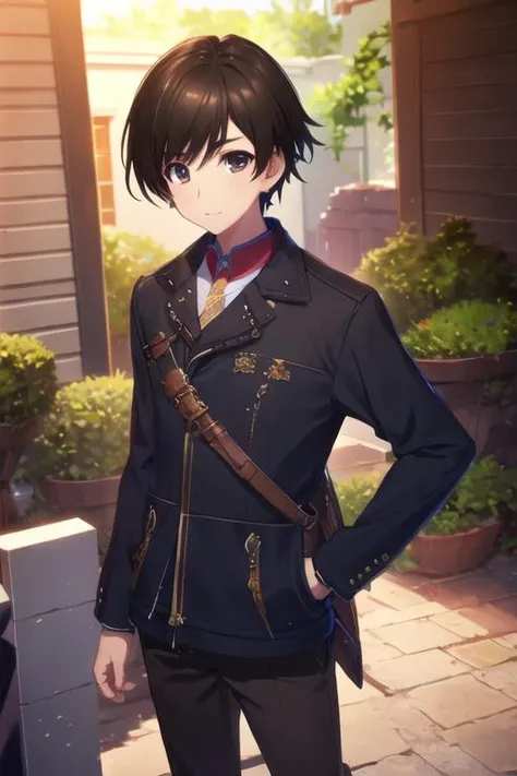 masterpiece, best quality, game cg, 1boy, solo, male focus, looking at viewer, , depth of field, <lora:haruki_kitahara:0.72>, haruki_kitahara, black hair, brown eyes, , The Isle of the Dragon, HD