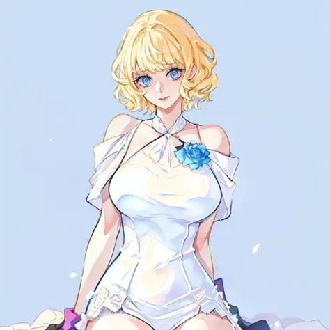professional 3d model Tilt-shift photo of masterpiece,best quality,stussy,1girl,blonde hair,breasts,large breasts,huge breasts,lipstick,gloves,short hair,footwear,blue eyes,covered chest,looking at viewer,closed mouth,heelscollections,oda eiichirou,dress,short sleeves,armpits,indoors,((simple background:1.4)),jacket,off shoulder,Selective focus,miniature effect,blurred background,highly detailed,vibrant,perspective control,white dress,(pov:1.3),(foot focus:1.2),(upper body:1.1),(formal:1.3),large breasts,
<lora:Stussy (2)>,
<lora:ban-lora-v1-128dim-10ep-naivae:0.8> . octane render, highly detailed, volumetric, dramatic lighting
