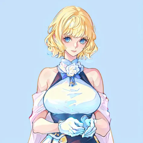Abstract style Tilt-shift photo of masterpiece,best quality,stussy,1girl,blonde hair,breasts,large breasts,huge breasts,lipstick,gloves,short hair,footwear,blue eyes,covered chest,looking at viewer,closed mouth,heelscollections,oda eiichirou,dress,short sleeves,armpits,indoors,((simple background:1.4)),jacket,off shoulder,Selective focus,miniature effect,blurred background,highly detailed,vibrant,perspective control,white dress,(pov:1.3),(foot focus:1.2),(upper body:1.1),(formal:1.3),large breasts,
<lora:Stussy (2)>,
<lora:ban-lora-v1-128dim-10ep-naivae:0.8> . Non-representational, colors and shapes, expression of feelings, imaginative, highly detailed