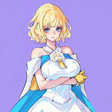 Super Mario style Tilt-shift photo of masterpiece,best quality,stussy,1girl,blonde hair,breasts,large breasts,huge breasts,lipstick,gloves,short hair,footwear,blue eyes,covered chest,looking at viewer,closed mouth,heelscollections,oda eiichirou,dress,short sleeves,armpits,indoors,((simple background:1.4)),jacket,off shoulder,Selective focus,miniature effect,blurred background,highly detailed,vibrant,perspective control,white dress,(pov:1.3),(foot focus:1.2),(upper body:1.1),(formal:1.3),large breasts,
<lora:Stussy (2)>,
<lora:ban-lora-v1-128dim-10ep-naivae:0.8> . Vibrant, cute, cartoony, fantasy, playful, reminiscent of Super Mario series
