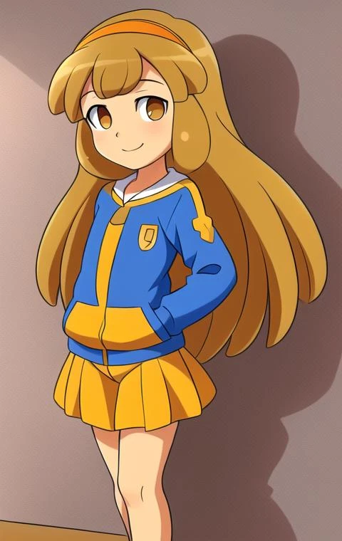 portrait of goldie_lemmon, (flat chest:0.35), brown eyes, masterpiece, whole body, <lora:GoldieLemmon:1.1>, 12yo <lora:Toon_05:0.5>