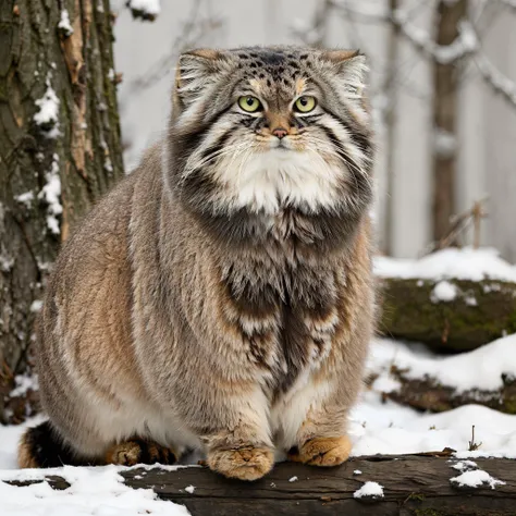 <lora:ManulCat-000009:1>, manul20, fluffy cat, full body, snow, forest, outdoors, 8K, masterpiece, (best quality:1.3), (volumetric light:1.2), perfect lighting, (photorealism:1.3), intricate details, (Primary Colors:1.3), depth of field,