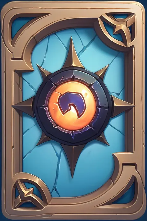 Concept Art,Game Cards,goldn Pattern,Western Magic Style,Spin Symbols,no_humans,Solo,Frame,Broken,card_ (Medium),tree,river,monster,<lora:kapai:0.8>,