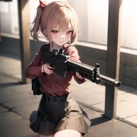 (masterpiece:1.1), (best quality:1.0), (ultra highres:1.0) ,(8k resolution:1.2),(realistic:1.0),(ultra detailed1:0), (sharp focus1:0), (RAW photo:1.1), (lighting:1:1), Tokyo street, (night:1:1), Shibuya_\(Japan\),
Chisato_Nishikigi_\(Lycoris_Recoil\), 1girl, aiming, aiming_at_viewer, backpack, bag, belt, blonde_hair, finger_on_trigger, handgun, holding_handgun, holster, looking_at_viewer, pistol, randoseru, red_eyes, red_jacket, revolver, shirt, short_hair, Sex smile, school uniform,
<lora:Lycoris_Recoil_v1.0:0.2:MIDD>