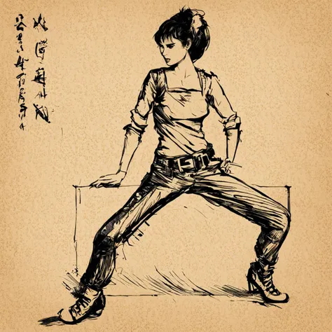 body drawing of a (punk girl:1.4) at (streets of tokyo:1.5) at midnight in style of <lora:skrmk05:3>, pen, ink, pencil, sketch, line art drawing . professional, sleek, modern, minimalist, graphic, line art, vector graphics, breathtaking . award-winning, professional, highly detailed