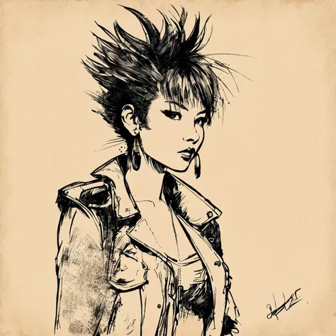 body drawing of a (punk  girl:1.4) at  (streets of tokyo:1.5) at midnight in style of  <lora:skrmk05:3>,  pen, ink, pencil, sketch, line art drawing  . professional, sleek, modern, minimalist, graphic, line art, vector graphics, breathtaking  . award-winning, professional, highly detailed