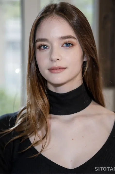 detailed and realistic portrait of beautiful (Alice01-100), sexy, 25yo, blonde_hair, blue_eyes, long_hair, closed_mouth, lips, smile, jewelry, wearing a black sweater turtleneck, looking_at_viewer, shot outside, soft natural lighting, portrait photography, magical photography, dramatic lighting, photo realism, ultra-detailed, intimate portrait composition, Leica 50mm, f1. 4, <lora:add_detail:0.2> <lora:HazelMoore-02:1>