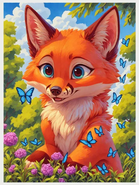 watercolor painting score_9, score_8_up, score_7_up, semirealistic, <lora:Watercolour_Portraits_0.1:1> watercolour,
fox playing with butterflies outside, smile . vibrant, beautiful, painterly, detailed, textural, artistic