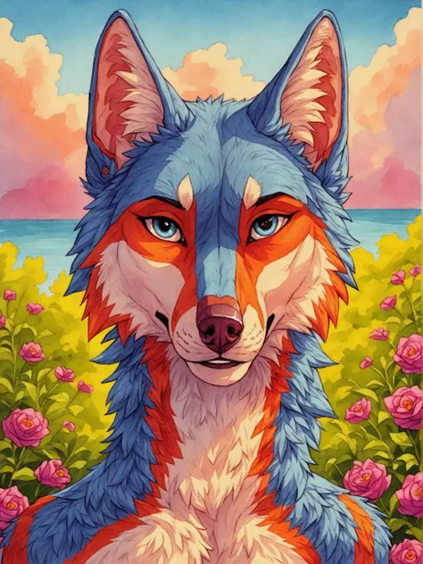 watercolor painting score_9, score_8_up, score_7_up, semirealistic, <lora:Watercolour_Portraits_0.1:1> watercolour,
blue wolf outside . vibrant, beautiful, painterly, detailed, textural, artistic