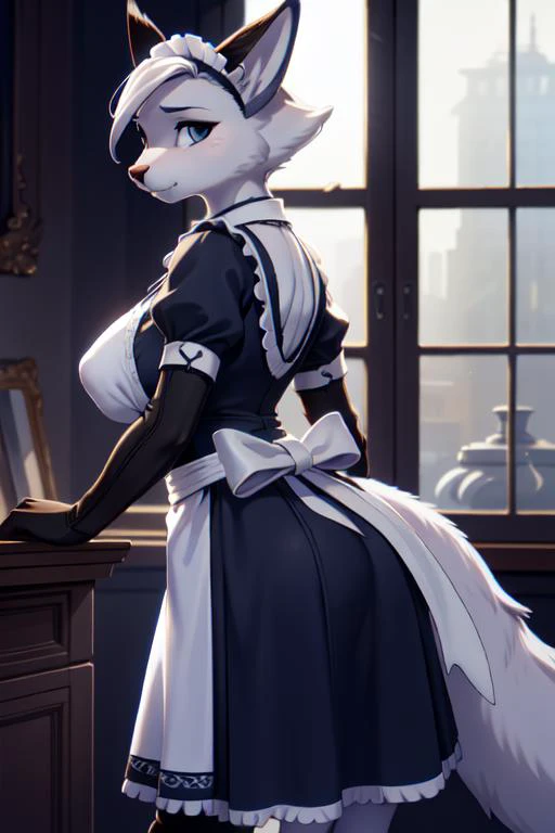 <lora:Rivet:1> furry, rivetlombax,lombax, large breasts,
maid uniform, cleaning windows,
(masterpiece:1.2), (best quality:1.2), (elegant:1.2), (intricate detail:1.2),(photographic:1.2), (realistic:1.2), (photorealistic:1.2),
dramatic light, from behind