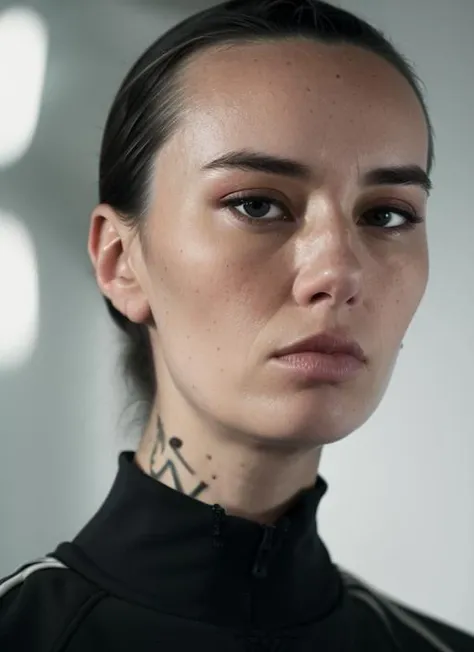A stunning intricate color close up portrait of (sks woman:1) , wearing Sweatshirt and joggers, epic character composition, sharp focus, natural lighting, subsurface scattering, f2, 35mm, film grain, , by Tim Walker, <lora:lora-small-cara-gee-v1:1>