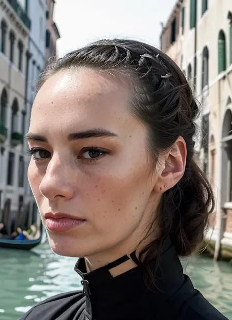 portrait of sks woman in Venice, at the St. Marks Square, by Flora Borsi, style by Flora Borsi, bold, bright colours, ((Flora Borsi)), by Dorothea Lange, <lora:lora-small-cara-gee-v1:1>