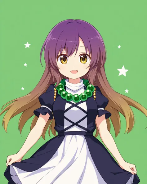 hijiri byakuren,1girl, solo, open_mouth, smile, necklace, layered_dress, simple_background, skirt_hold, looking_at_viewer, beads, ajirogasa, puffy_short_sleeves, white_dress, green_background
<lora:hijiri_byakuren_image2907_2023-12-20:1>,star-shaped_pupils,symbol-shaped_pupils,. gorgeous,key visual, vibrant, studio anime,award-winning, professional, highly detailed,high budget, cinemascope
