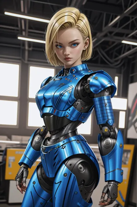 best quality, intricate details,  (hyper-realistic digital illustration),(masterpiece:1.1),
<lora:DBZ_Android18_v1:0.8> android 18, blue eyes, short hair, blonde hair,
<lora:Robot Girl:0.8> humanoid robot, robot, robot joints, joints, helmet, armor, robot girl,
 <lora:C-mecha_musume[mecha musume, mechanical parts, robot joints,headgear]:0.8>