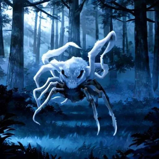 spider,forest, night,8k uhd,high quality,cinematic,filmic image 4k,8k,high-resolution,captured in [natural light],soft shadows,raw,vibrant colors, ghost body,oversized animal, ultra-realistic <lora:jackscape:1>