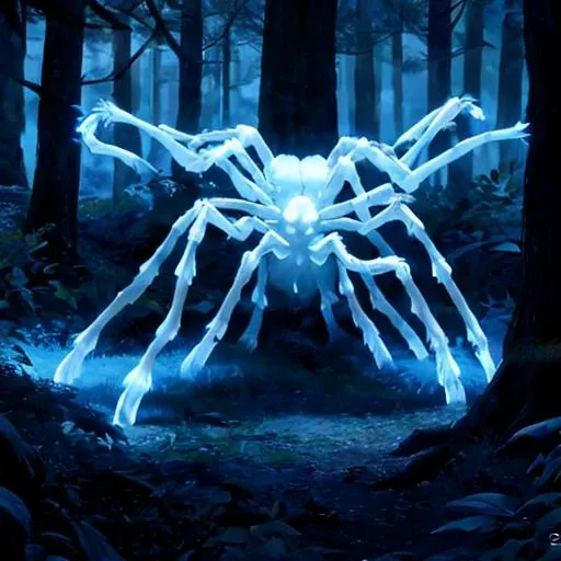 spider,forest, night,8k uhd,high quality,cinematic,filmic image 4k,8k,high-resolution,captured in [natural light],soft shadows,raw,vibrant colors, ghost body,oversized animal, ultra-realistic <lora:jackscape:1>