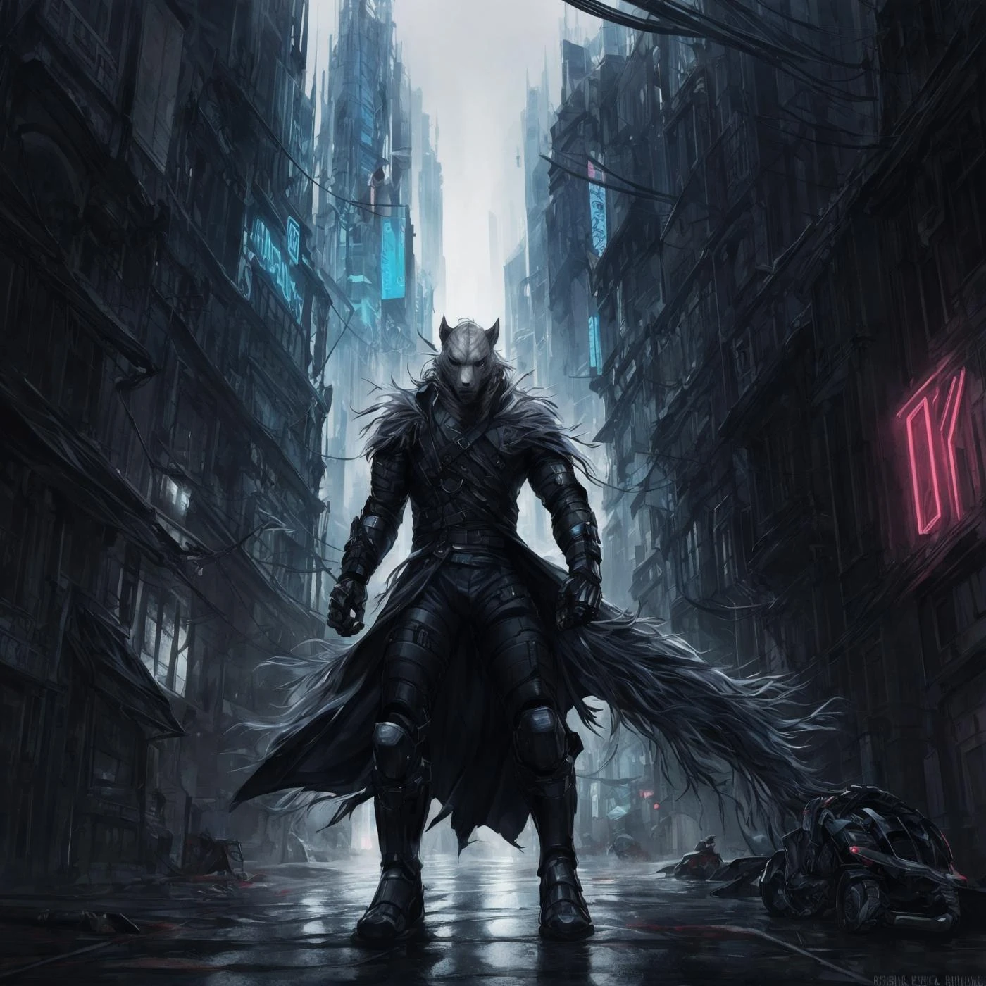 a portrait of a giant neon robot in the middle of a massive mechanical city by greg rutkowski, sung choi, mitchell mohrhauser, maciej kuciara, johnson ting, maxim verehin, peter konig, bloodborne, 8 k photorealistic, cinematic lighting, hd, high details, dramatic, dark atmosphere, trending on artstation and greg rutkowski and alphonse mucha, cinematic, hyper