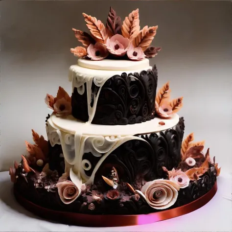 <lora:paperquilling:1.0> decadent wedding cake