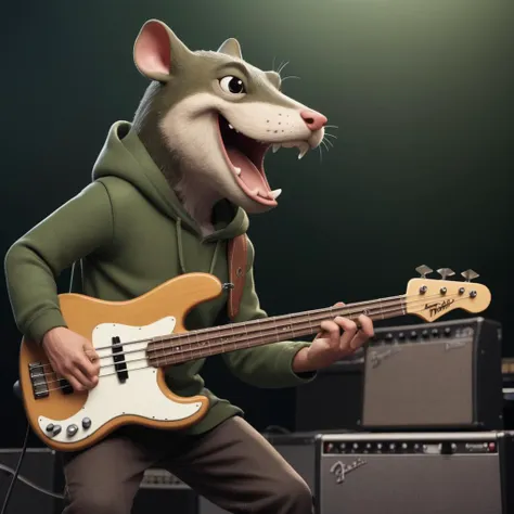 Robin hood playing a Fender P-Bass