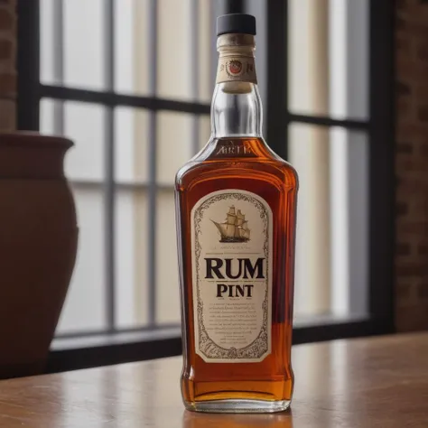 a bottle of half a pint of rum