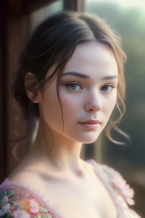 photograph of biancapanconi, standing on a balcony, long colorful detailed dress, stunning environment, ultra realistic, concept art, elegant, ((intricate)), ((highly detailed)), depth of field, (((professionally color graded))), 8k, 85mm, professional majestic oil painting by Ed Blinkey, Atey Ghailan, Studio Ghibli, by Jeremy Mann, Greg Manchess, Antonio Moro, trending on ArtStation, trending on CGSociety, Intricate, High Detail, Sharp focus, dramatic, photorealistic painting art by midjourney and greg rutkowski, (looking at viewer), (detailed pupils:1.3), (closeup), f/1. 8, art by artgerm and greg rutkowski and alphonse mucha