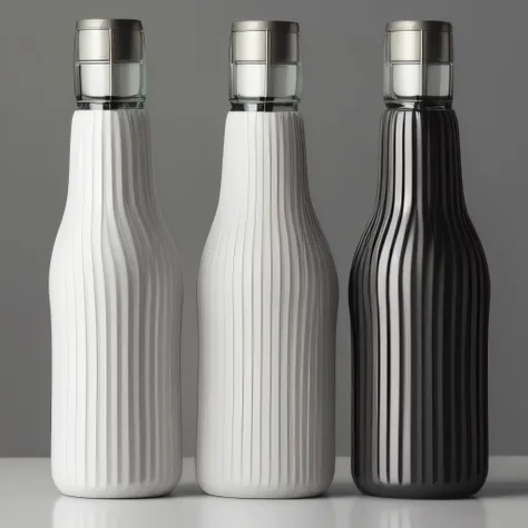 a photo of a modern liquor bottle with a subtle pattern of lines, Algorithmic pattern, wavypattern, (best quality), <lyco:AlgorithmicPatternLycoris:0.6>