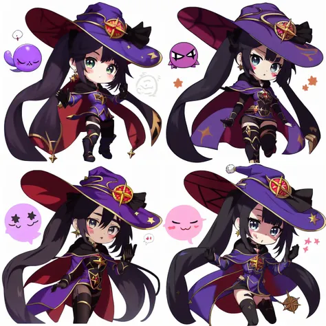 Mona woman, chibi, cute, emote, sticker, twitch, discord, scared