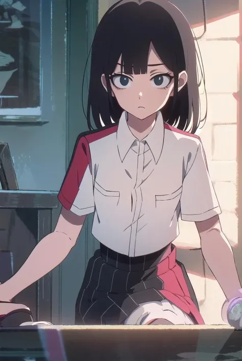 lingqiao, <lora:lingqiaotest:1>,
ling qiao, bangs, black hair, medium hair, (black eyes:1.5),
BREAK skirt, shirt, white shirt, short sleeves, collared shirt, black footwear, red skirt, sandals, pocket, long skirt, shirt tucked in, breast pocket,
BREAK looking at viewer,
BREAK outdoors, city,
BREAK <lora:GoodHands-vanilla:1>, (masterpiece:1.2), best quality, high resolution, unity 8k wallpaper, (illustration:0.8), (beautiful detailed eyes:1.6), extremely detailed face, perfect lighting, extremely detailed CG, (perfect hands, perfect anatomy),