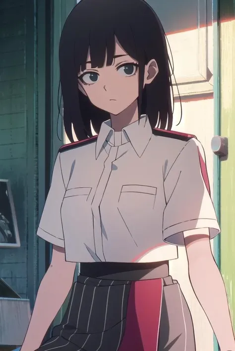 lingqiao, <lora:lingqiaotest:1>,
ling qiao, bangs, black hair, medium hair, (black eyes:1.5),
BREAK skirt, shirt, white shirt, short sleeves, collared shirt, black footwear, red skirt, sandals, pocket, long skirt, shirt tucked in, breast pocket,
BREAK looking at viewer,
BREAK outdoors, city,
BREAK <lora:GoodHands-vanilla:1>, (masterpiece:1.2), best quality, high resolution, unity 8k wallpaper, (illustration:0.8), (beautiful detailed eyes:1.6), extremely detailed face, perfect lighting, extremely detailed CG, (perfect hands, perfect anatomy),