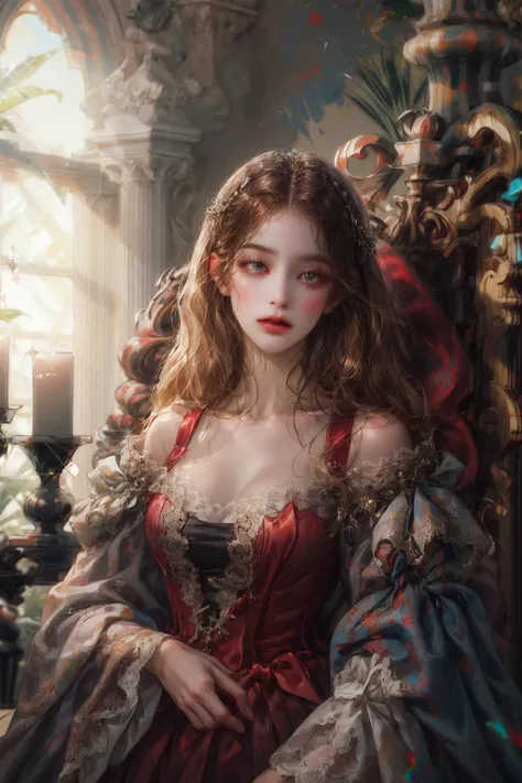 (absurdres, highres, ultra detailed), 1girl, solo, mature, Baroque, long dress, long sleeve, elegant, colorful, highest detailed, upper body <lora:LORA-Victorian Style:1> <lora:add_detail:1>