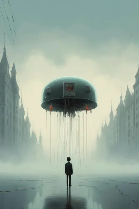 <lora:Alex Andreev style:1>Alex Andreev style - Alex Andreev's mesmerizing artwork showcasing an electronic brain, imbued with his signature surrealistic style, ethereal tones and dreamlike atmosphere, seamlessly merging the realms of technology and imagination