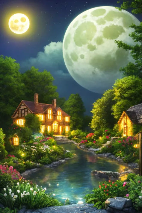 A vibrant, enchanted garden with a variety of magical flora glowing under the moonlight, with a quaint stone cottage in the background., illustration, 3d, cartoon,
high resolution, high quality, detailed, masterpiece, hdr, sharp,
[Pixel Art style],[ abbe bi style], 
amazing, beautiful, breathtaking, astonishing, brilliant, incredible,