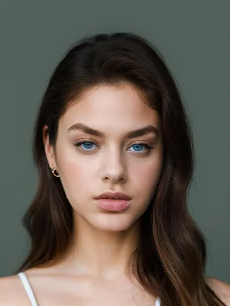 Realistic photo of a beautiful 0d3y4r-v1 woman, 1girl, solo, long hair, looking at viewer, blue eyes, simple background, black hair, jewelry, earrings, parted lips, grey background, lips, portrait, realistic, soft lighting, professional Photography, Photorealistic, detailed, RAW, analog, sharp focus, 8k, HD, high quality, masterpiece<lora:0d3y4r-v1:1.0>