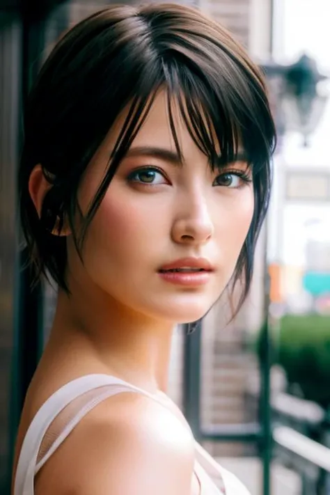 <lora:minamiNamabe_v11:1>, highly detailed, short hair, modelshoot style, (extremely detailed CG unity 8k wallpaper), full shot body photo of the most beautiful artwork in the world, downtown fashion top model, Victoria Secret Inspired Makeup Look, professional majestic oil painting by Ed Blinkey, Atey Ghailan, Studio Ghibli, by Jeremy Mann, Greg Manchess, Antonio Moro, trending on ArtStation, trending on CGSociety, Intricate, High Detail, Sharp focus, dramatic, photorealistic painting art by midjourney and greg rutkowski
