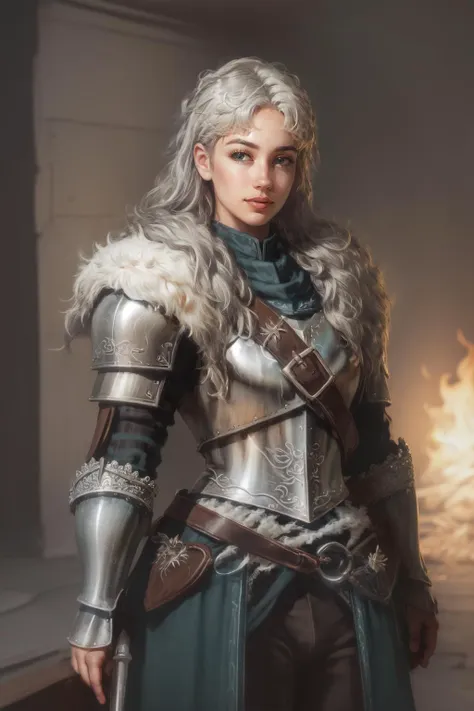 (masterpiece, best quality), intricate details,
1girl,   <lora:alanahp:0.8> alanahp,  silver hair, black eyebrows, thick eyebrows, long hair, 
australian, tan, 
 <lora:Faraam:0.8> DS2Faraam, armor, breastplate, pauldrons, gauntlets,  brown eyes,