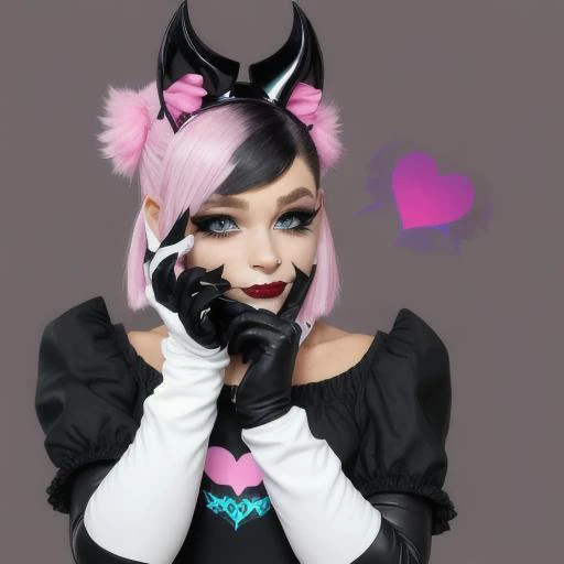an anthropomorphic bat with white fur, tan skin, teal eyes with eyelashes, and a curvy figure. She has large pointy ears, small fangs, a small black nose on her muzzle, a short pointy tail, and a pair of dark purple wings on her back. Only her head appears to have fur, which flares out into six points at the back. She usually wears powder blue eyeshadow and a pink lipstick. Her typical attire consists of a black, skin-tight, strapless unitard with a pink, heart-shaped chestplate with white trim, along with long white gloves and high-heeled boots with pink cuffs. Her boots also have gray soles and feature pink hearts on the toes.