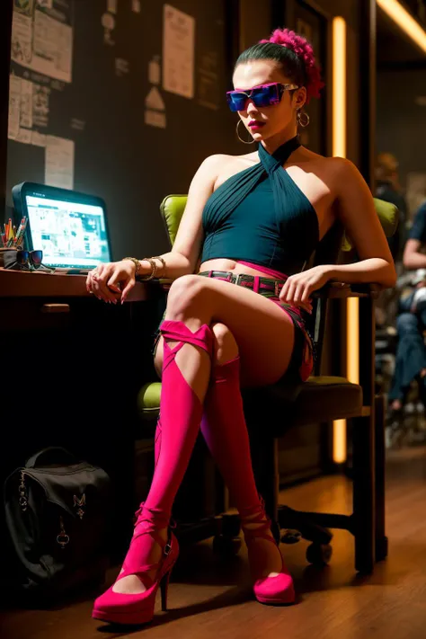 A Lavish Kinsley Newton Sitting Down With Legs Crossed of a (mariner:1.3),
looking and facing the camera,
wearing a Olive and Lime Green photochromic wayfarer sunglasses and Criss-Cross Halter and fuchsia matte lipstick,
American Barbizon school Movement,
inspired by Bojan Koturanovic,
in the style of Cyberpunk,
<lora:intricatedetails:0.25@10,0.3@20,0.35@30>,<lora:detail_slider_v4:1@10,1.05@20,1.10@30>,<lora:add_detail:0.35@10,0.5@20,0.65@30>