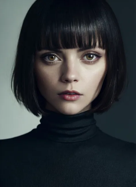 A stunning intricate full color portrait of (sks woman:1), wearing a black turtleneck, epic character composition, by ilya kuvshinov, alessio albi, nina masic, sharp focus, natural lighting, subsurface scattering, f2, 35mm, film grain, <lora:locon_christina_v1_from_v1_64_32:1.25>
