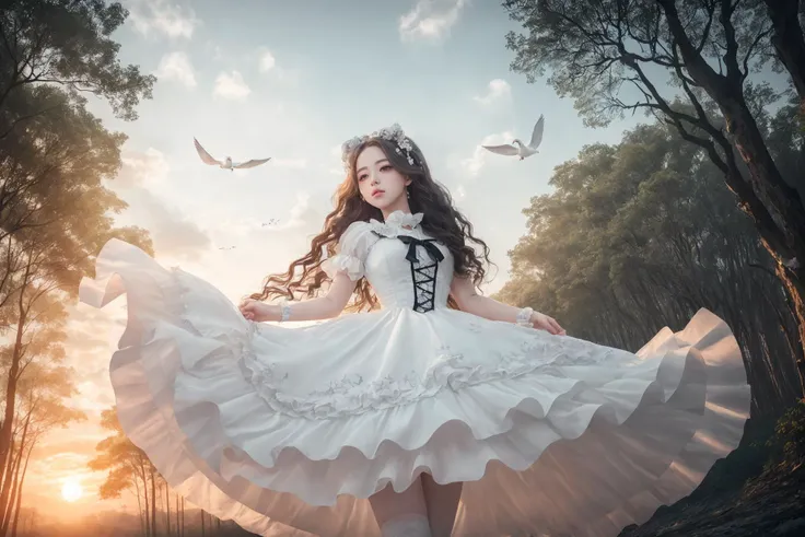 (masterpiece), (best quality:1.2),
houdini render , flat shading ,
sunrise ,
( 0.2 :: ulzzang-6500-v1.1 , Kpop idol , aegyo sal ) dynamic posing at
( A haunted forest where the dead linger ,A future world where humans have merged with machines ), epic landscape , grand scale ,
(wearing Sweet Lolita : 0.8) , short wavy hair ,
( sad512 :0.6 ) ,
(view from_below ) , Elegant swan glides in sunset,
( very detailed background, detailed face, detailed complex busy background : 0.8 ) ,
messy, ornate, intricate , Translucent colors , perfect hands, perfect feet, (HDR:1.2) ,
indirect light , max detail , monochrome