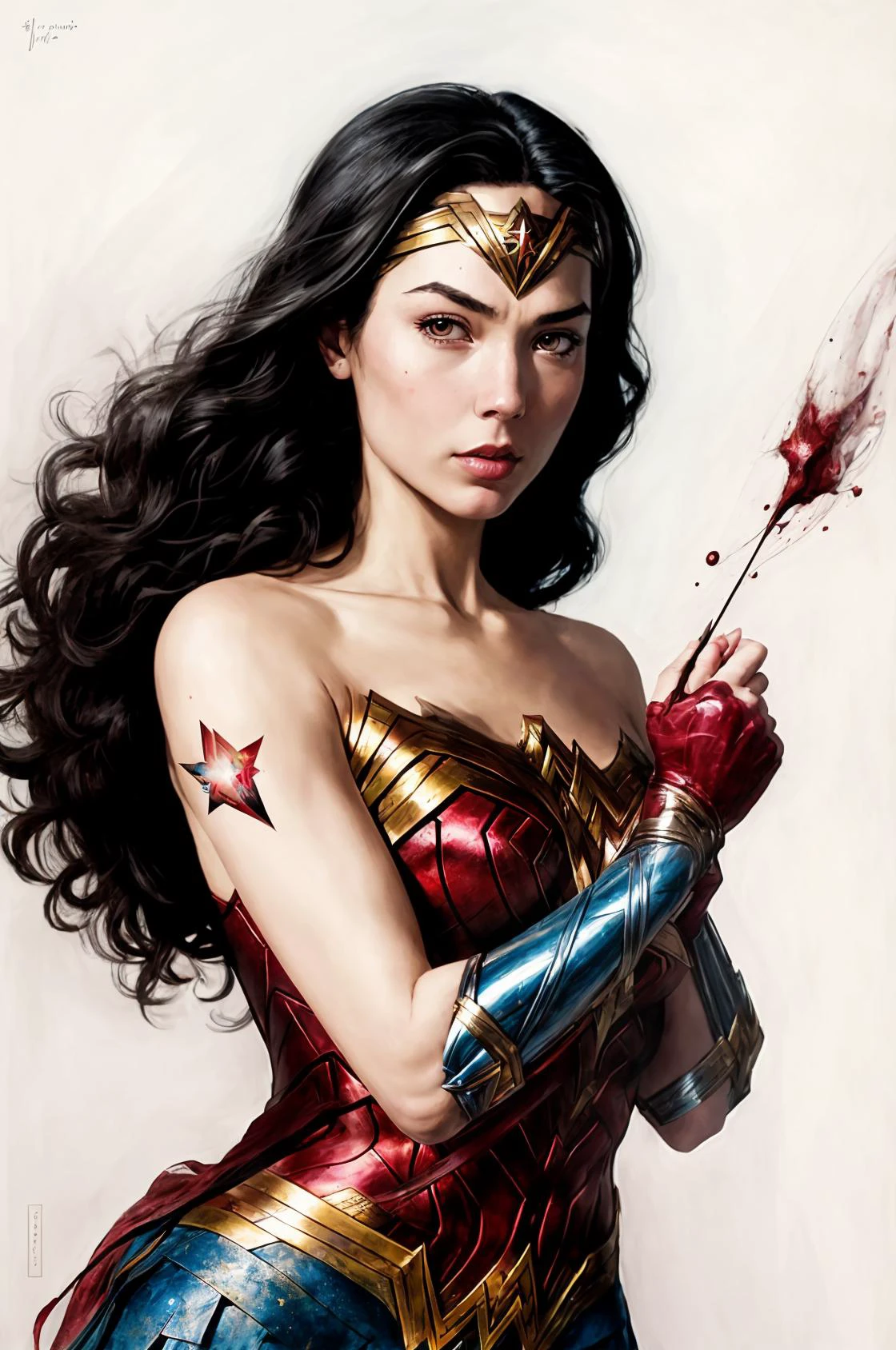 ( Wonder Woman ) , there is ugliness in beauty, but there is also beauty in ugliness. in the style of adrian ghenie, esao andrews, jenny saville, edward hopper, surrealism, dark art by james jean, takato yamamoto, inkpunk minimalism