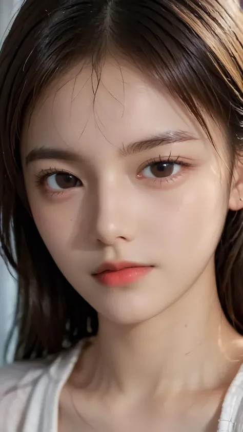 woman,20yo,close-up,(natural lighting:2),(thin curtain, dimly lit room:0.5),