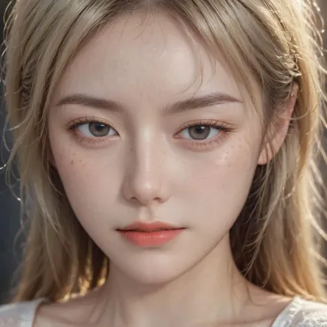 RAW photo,portrait of a beautiful blonde woman wearing a red shirt (high detailed skin:1.2),8k uhd,dslr,soft lighting,high quality,film grain,Fujifilm XT3,upper body,cute face,eye level,focus on eyes,dappled light on face,pale skin,no make-up,detailed face and eyes,natural skin texture,highly detailed skin,textured skin,skin pores,[[[oiled shiny skin]]],skin blemish,imperfect skin,intricate skin details,visible skin detail,detailed skin texture,subsurface scattering,blush,few freckles,few moles,goosebumps,minor skin imperfections,skin pores,[[[wrinkles]]],vitiligo spots,whiteheads,blackhead,white pimples,red pimples,beauty spot,[[[[skin fuzz]]]],remarkable detailed pupils,detailed iris,very thin eyebrows,
