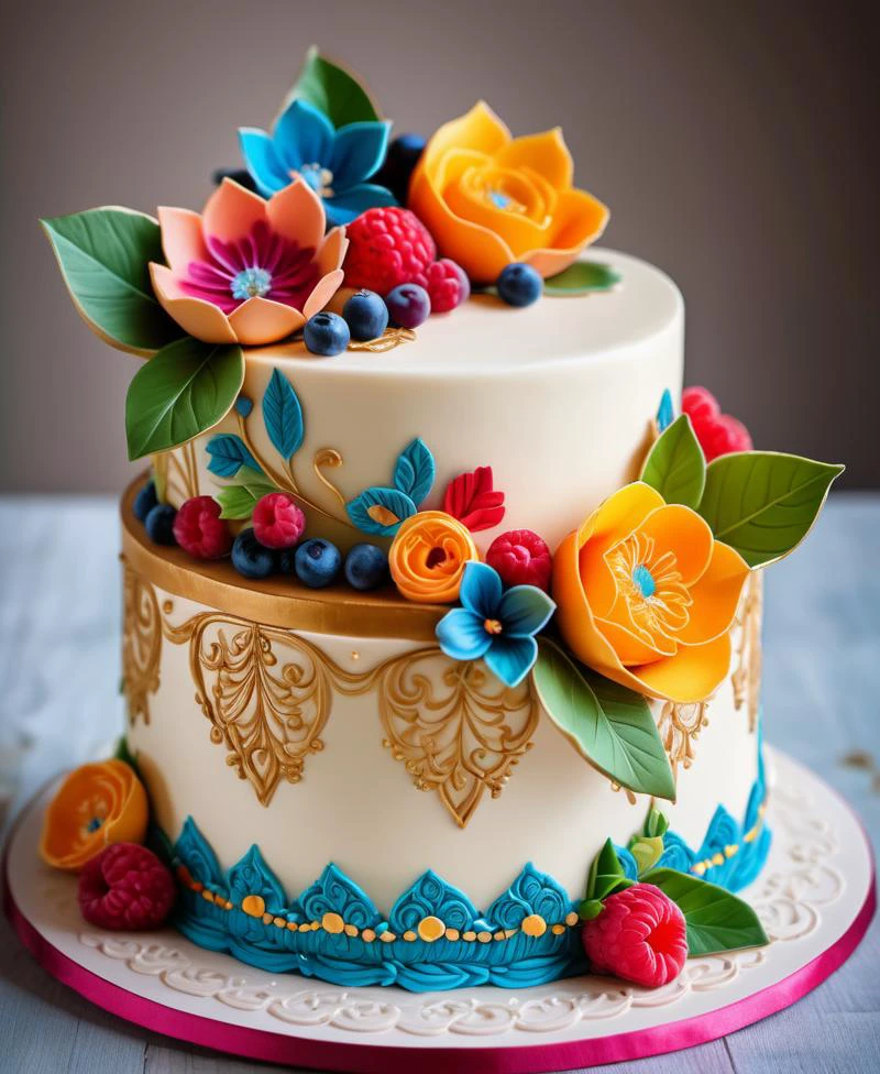Delightful and delicate cakeï¼Intricate details and vibrant colors